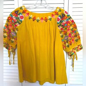 THML embroidered puff sleeve top